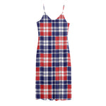 American Independence Day Plaid Print Jersey Midi Cami Dress