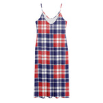 American Independence Day Plaid Print Jersey Midi Cami Dress