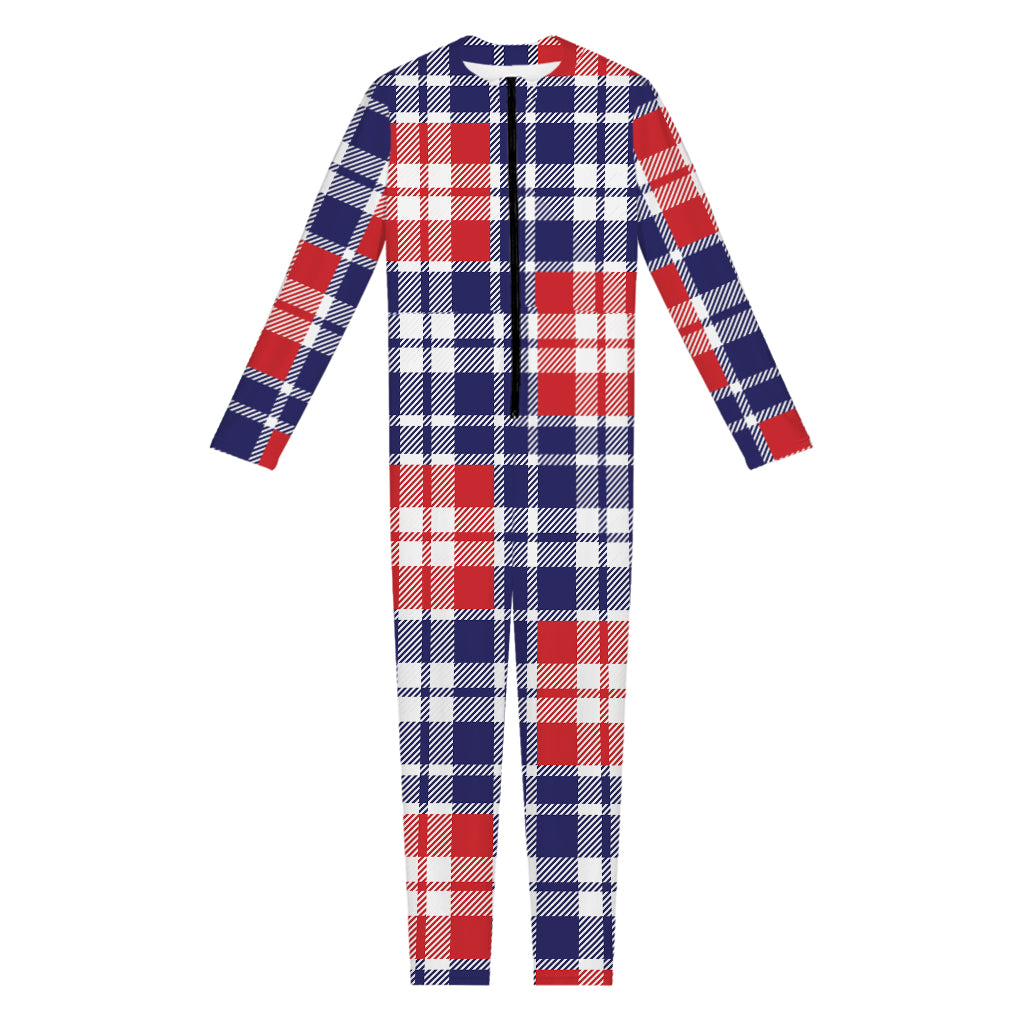 American Independence Day Plaid Print Jumpsuit