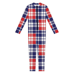 American Independence Day Plaid Print Jumpsuit