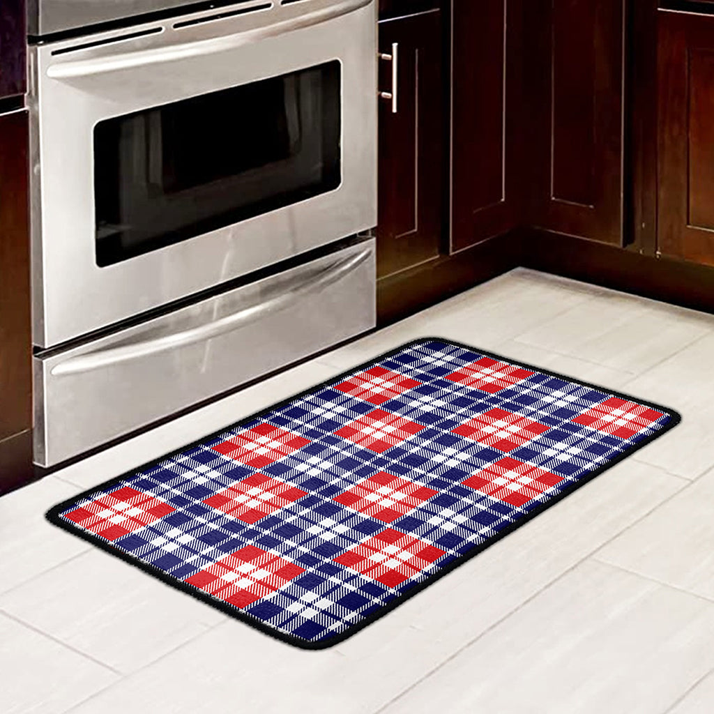 American Independence Day Plaid Print Kitchen Mat