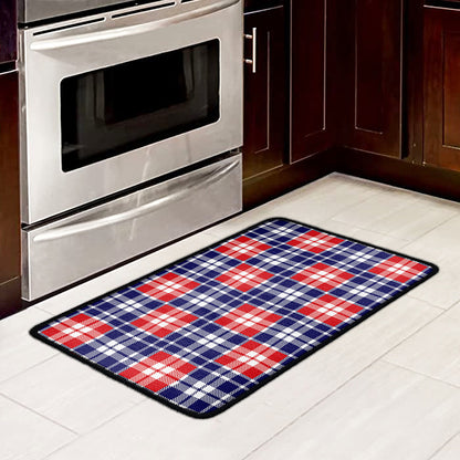 American Independence Day Plaid Print Kitchen Mat