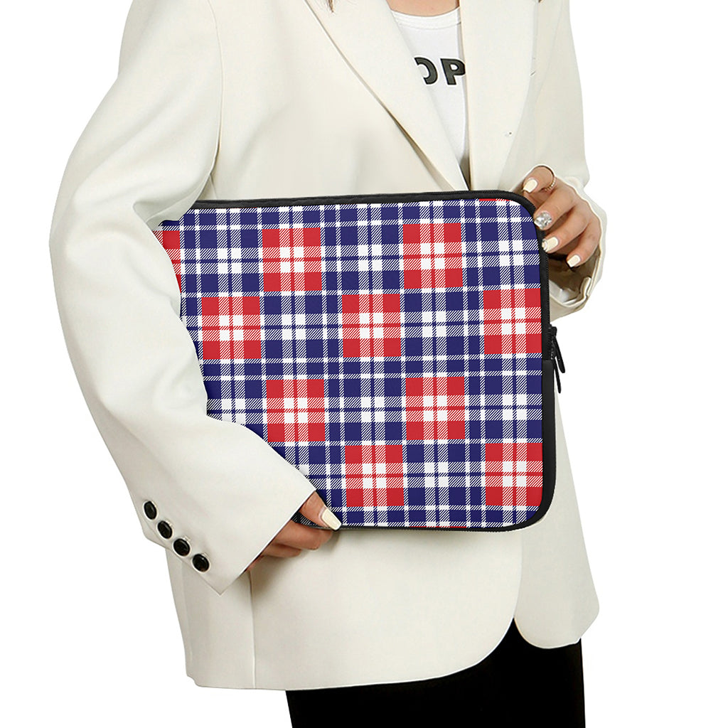 American Independence Day Plaid Print Laptop Sleeve