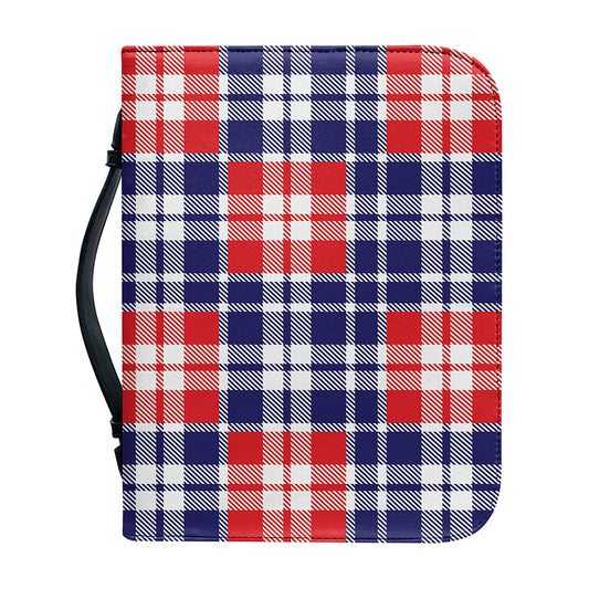 American Independence Day Plaid Print Leather Bible Cover