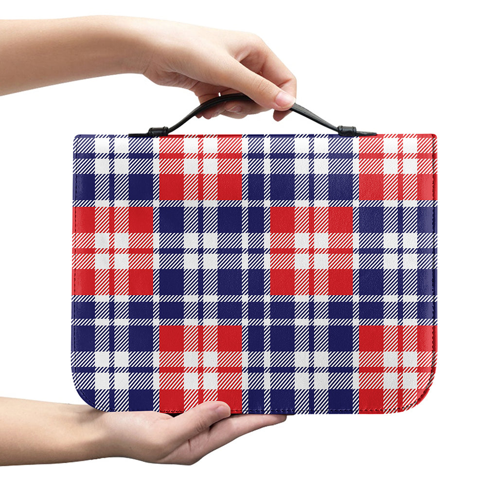 American Independence Day Plaid Print Leather Bible Cover