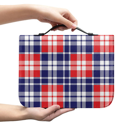 American Independence Day Plaid Print Leather Bible Cover