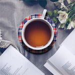 American Independence Day Plaid Print Leather Coaster Set