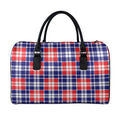 American Independence Day Plaid Print Leather Duffel Bag