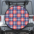 American Independence Day Plaid Print Leather Spare Tire Cover