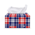 American Independence Day Plaid Print Leather Tissue Box Cover
