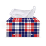 American Independence Day Plaid Print Leather Tissue Box Cover