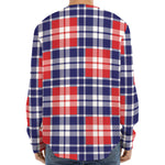 American Independence Day Plaid Print Long Sleeve Baseball Jersey