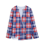 American Independence Day Plaid Print Long Sleeve Short Coat