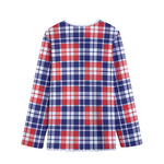 American Independence Day Plaid Print Long Sleeve Short Coat