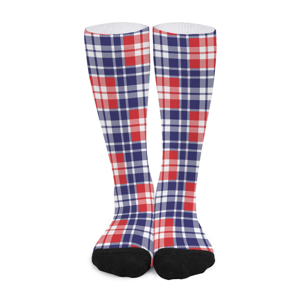 American Independence Day Plaid Print Long Socks