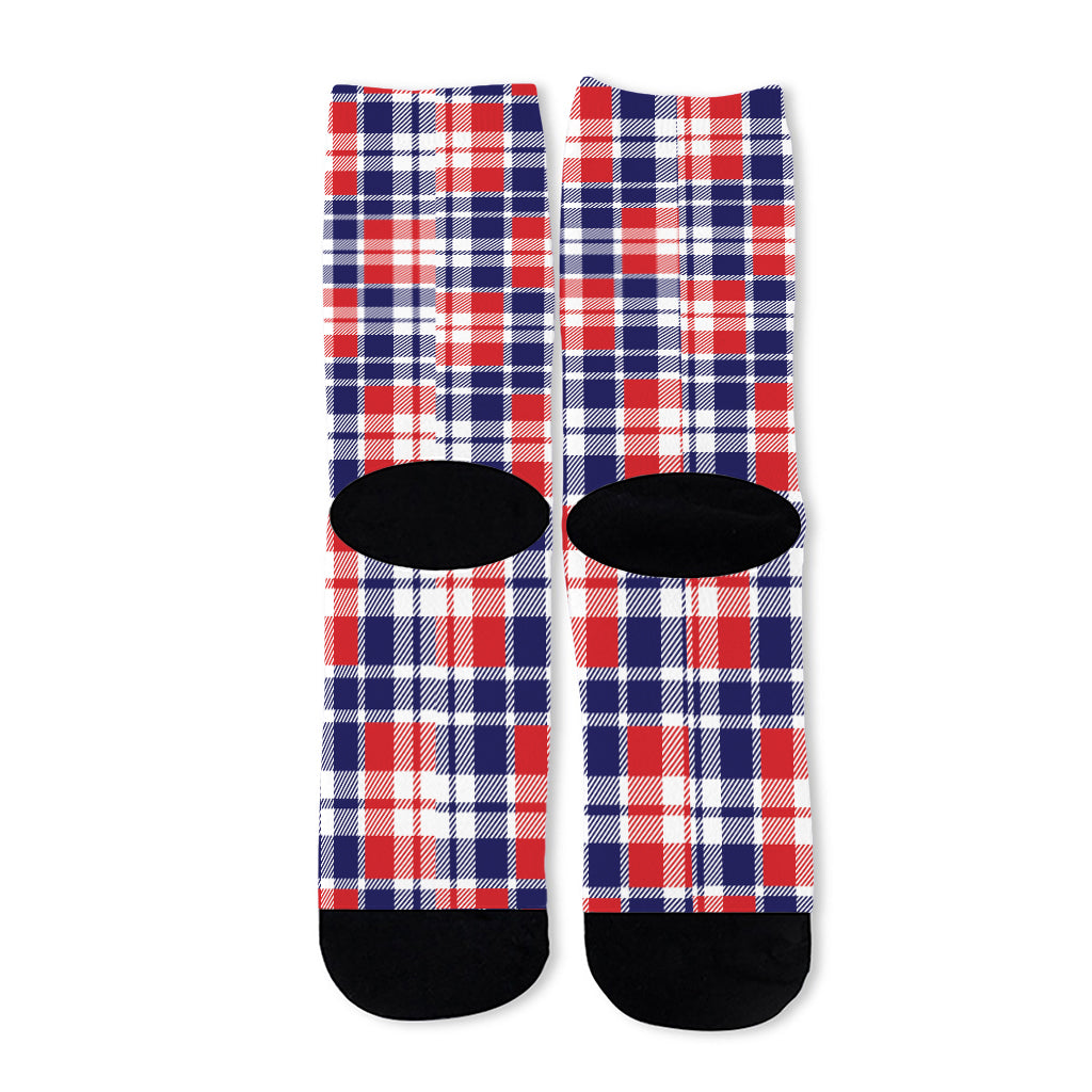 American Independence Day Plaid Print Long Socks