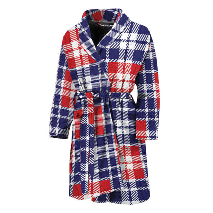 American Independence Day Plaid Print Men's Bathrobe