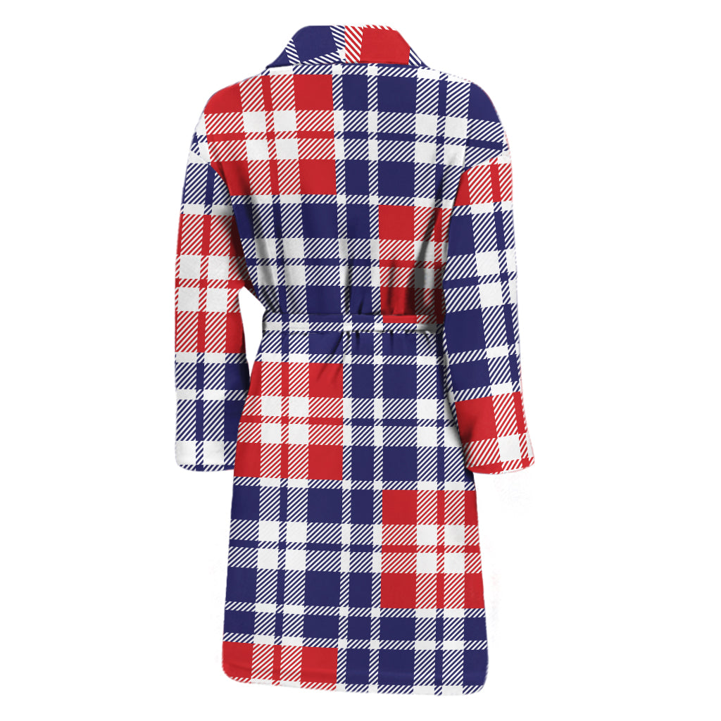 American Independence Day Plaid Print Men's Bathrobe