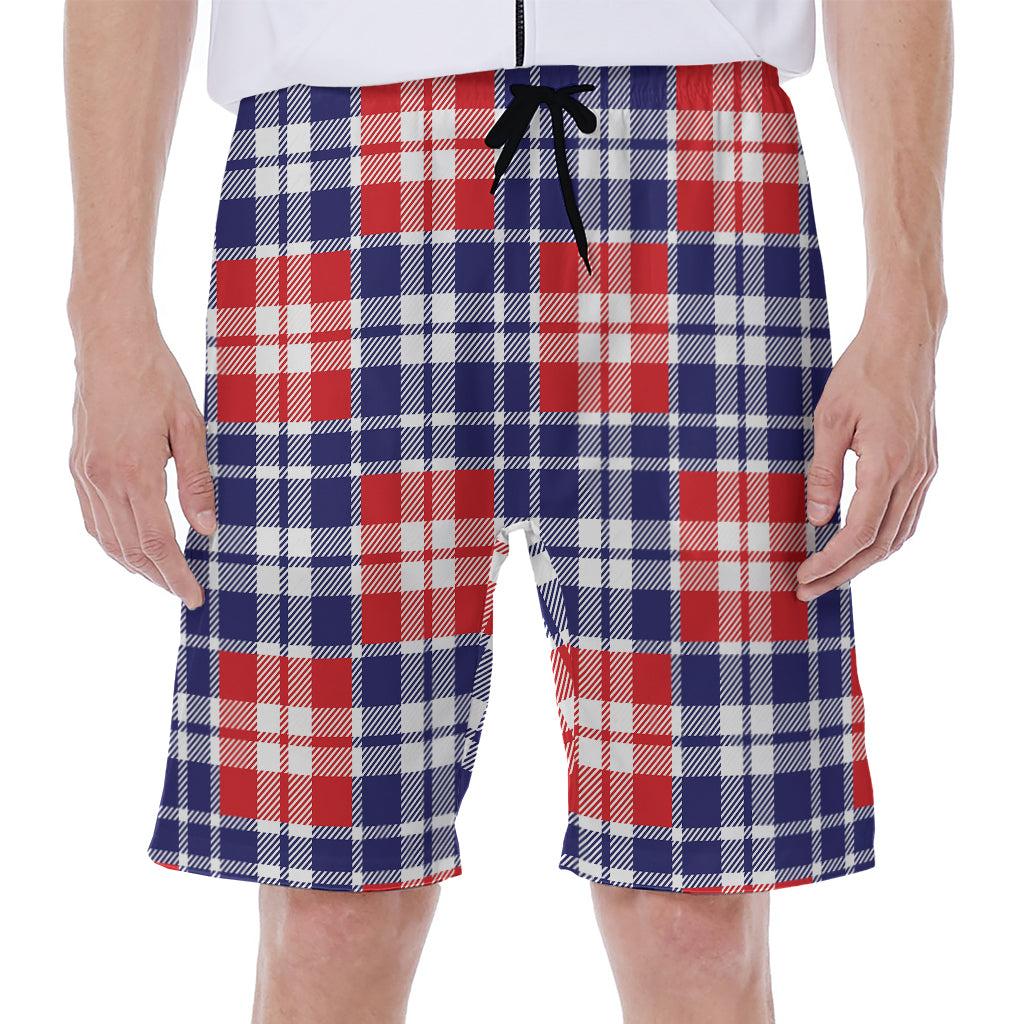 American Independence Day Plaid Print Men's Beach Shorts