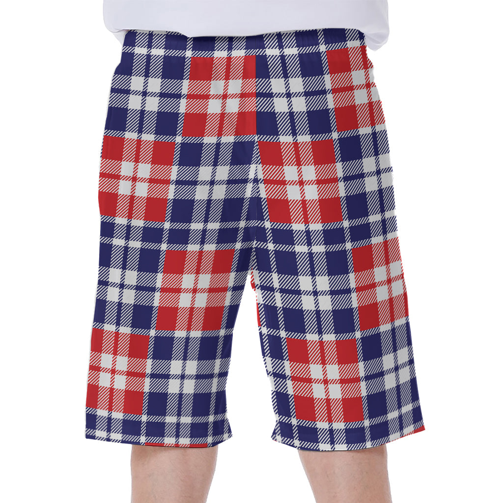 American Independence Day Plaid Print Men's Beach Shorts