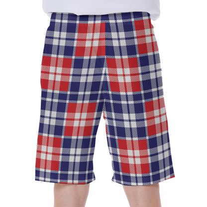 American Independence Day Plaid Print Men's Beach Shorts