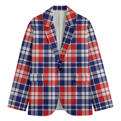 American Independence Day Plaid Print Men's Blazer