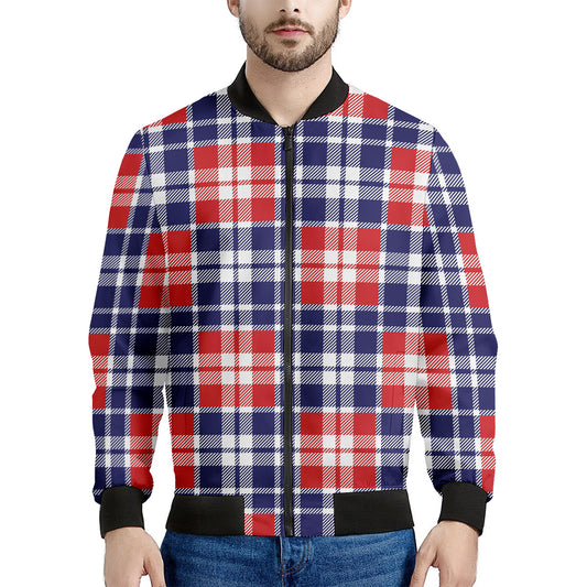 American Independence Day Plaid Print Men's Bomber Jacket