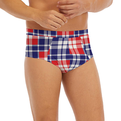 American Independence Day Plaid Print Men's Briefs