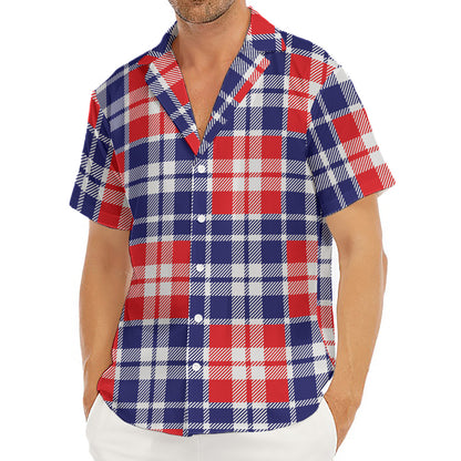 American Independence Day Plaid Print Men's Deep V-Neck Shirt