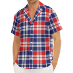 American Independence Day Plaid Print Men's Deep V-Neck Shirt