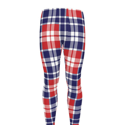 American Independence Day Plaid Print Men's leggings