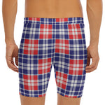 American Independence Day Plaid Print Men's Long Boxer Briefs
