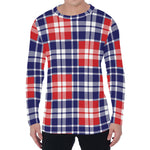 American Independence Day Plaid Print Men's Long Sleeve T-Shirt