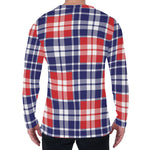 American Independence Day Plaid Print Men's Long Sleeve T-Shirt
