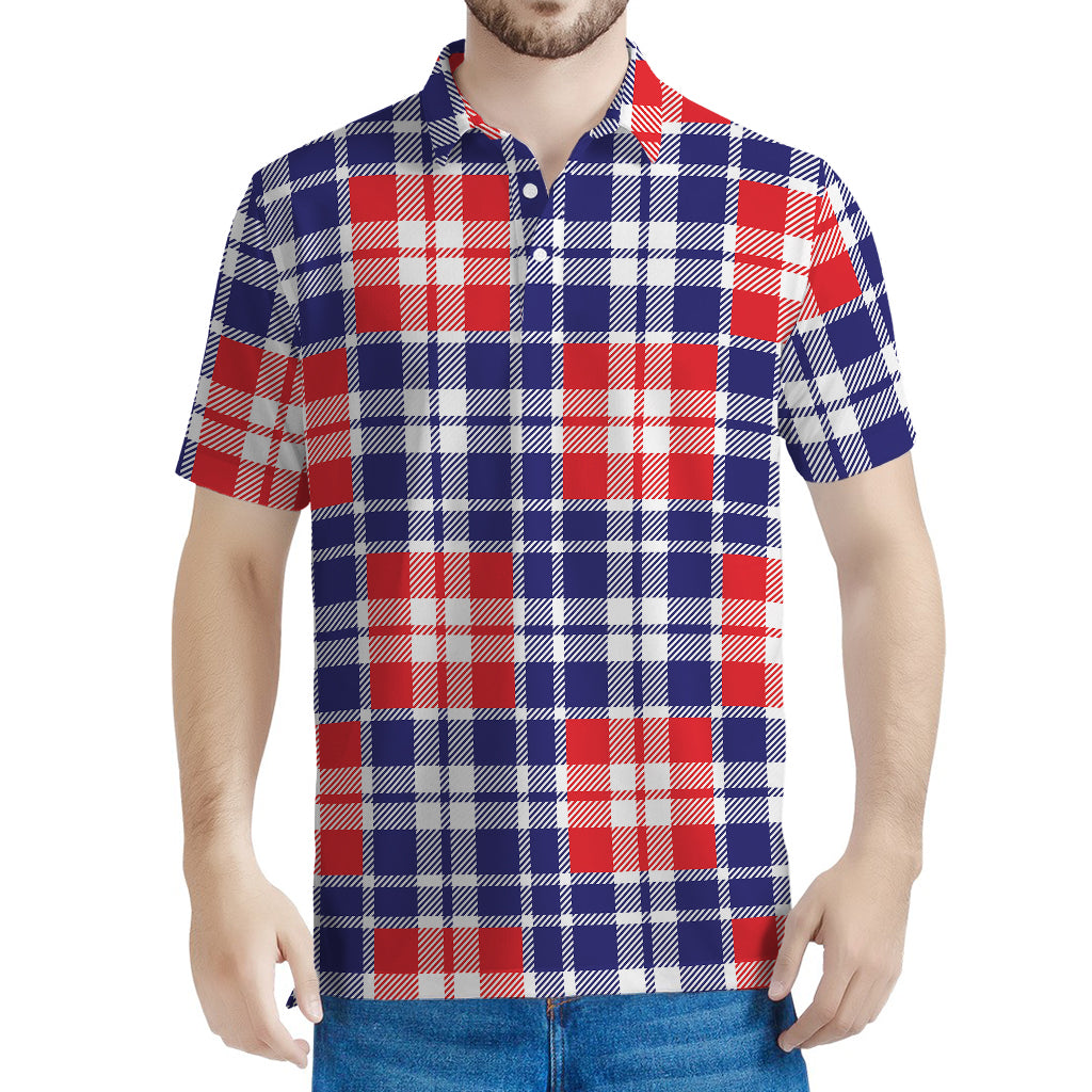 American Independence Day Plaid Print Men's Polo Shirt