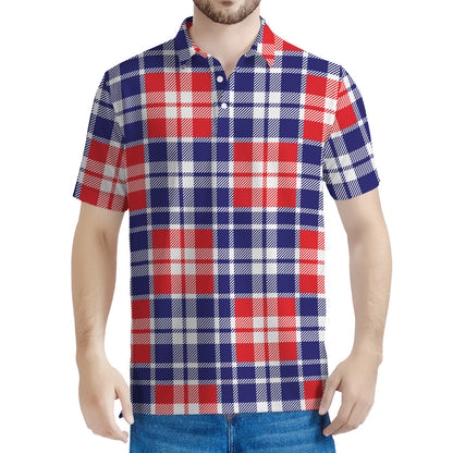 American Independence Day Plaid Print Men's Polo Shirt