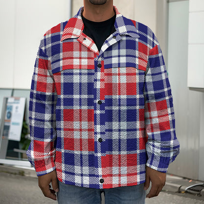 American Independence Day Plaid Print Men's Shirt Jacket