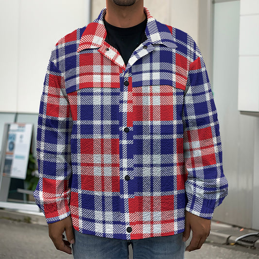 American Independence Day Plaid Print Men's Shirt Jacket