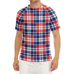 American Independence Day Plaid Print Men's Short Sleeve Rash Guard