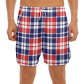 American Independence Day Plaid Print Men's Split Running Shorts