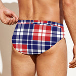 American Independence Day Plaid Print Men's Swim Briefs