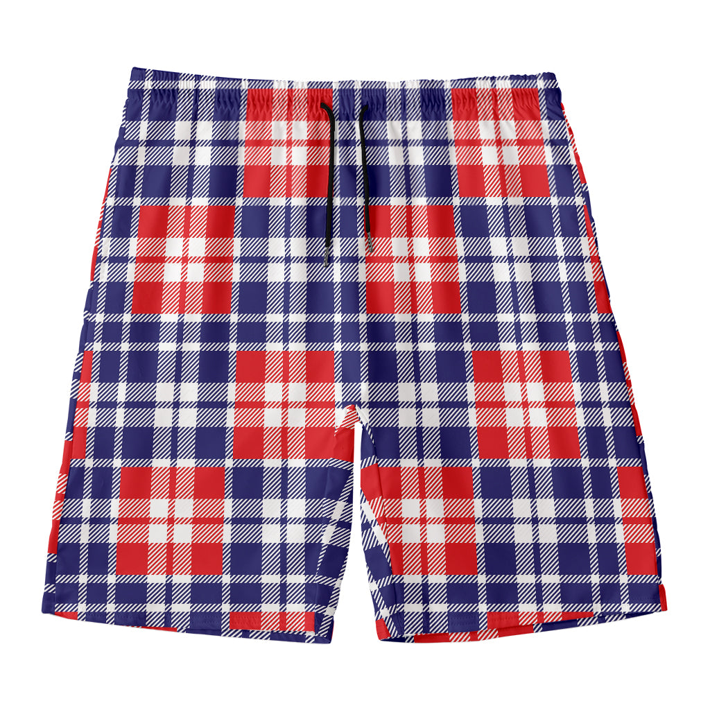 American Independence Day Plaid Print Men's Swim Trunks
