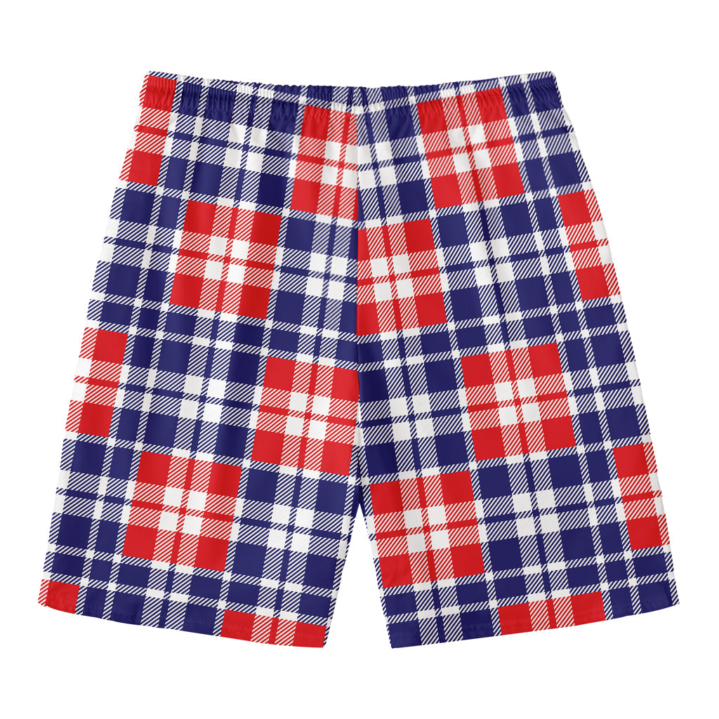 American Independence Day Plaid Print Men's Swim Trunks