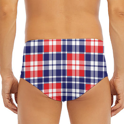 American Independence Day Plaid Print Men's Triangle Swim Briefs