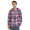 American Independence Day Plaid Print Men's Velvet Pullover Hoodie