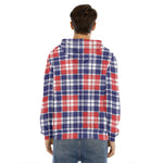 American Independence Day Plaid Print Men's Velvet Pullover Hoodie