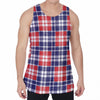 American Independence Day Plaid Print Men's Velvet Tank Top