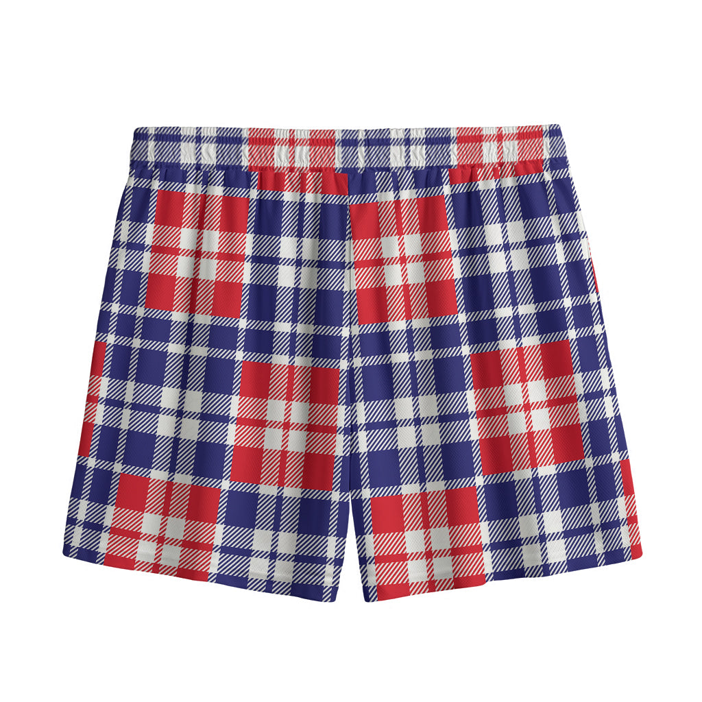 American Independence Day Plaid Print Mesh Shorts