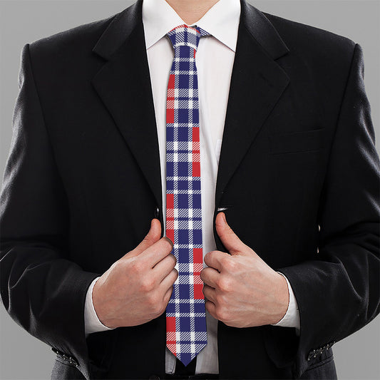 American Independence Day Plaid Print Necktie