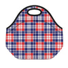 American Independence Day Plaid Print Neoprene Lunch Bag